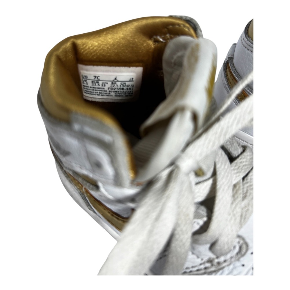 Nike Air Jordan 1 Retro High OG Metallic Gold White Toddler Shoes 7C FD2598-107 - Picture 6 of 12